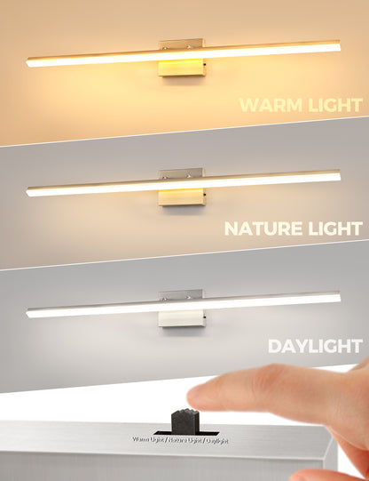 YANSUN 24-Watt 1-Light Nickel Integrated LED Vanity Light, 48 in. Modern Adjustable Wall Sconce for Bathroom or Various