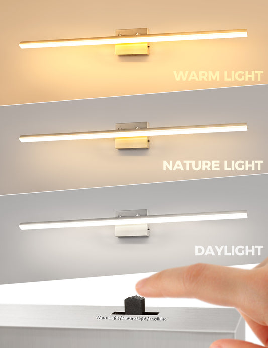 YANSUN 24-Watt 1-Light Nickel Integrated LED Vanity Light, 48 in. Modern Adjustable Wall Sconce for Bathroom or Various