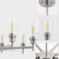YANSUN 8-Light Brushed Nickel Industrial Chandelier with Clear Glass Cylinder Shades, perfect for Dining Room and Living Room