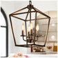 YANSUN 4-Light Farmhouse Iron Birdcage Oil Rubbed Bronze Chandelier with Metal Latern Shade, for Kitchen Dining Room
