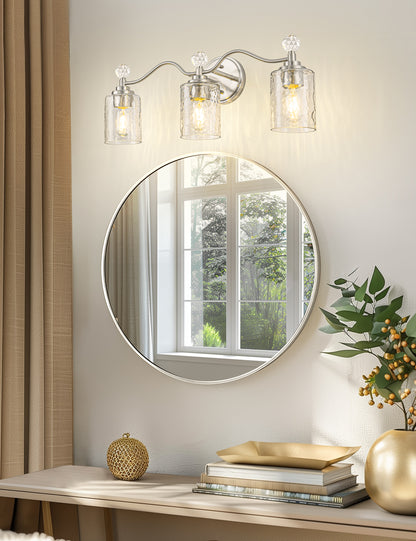 YANSUN 3-Light Nickel Finish Vanity Light E26 Bulb Not Included