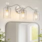 YANSUN 24 in. 3 Light Brushed Nickel Vanity Light with Cylinder Clear Glass Shades
