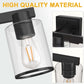YANSUN 3-Light Industrial Bathroom Vanity Light Matte Black Glass Wall Fixture ETL Certified E26