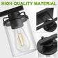 YANSUN 18 in. 3-Light Black Vanity Light with Cylinder Clear Glass Shade for Bathrooms Powder Rooms or Dressing Rooms