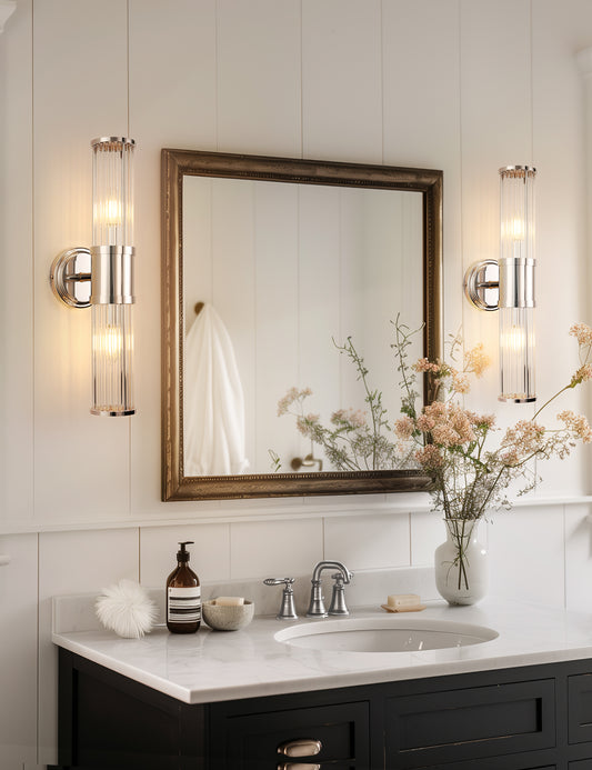YANSUN 3 in. 2-Light Chrome Vanity Light Fixture with Sparkling Crystal Accents Versatile Bathroom Wall Sconce for Bathroom