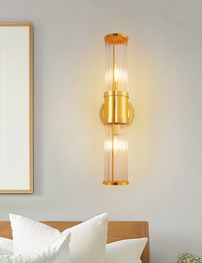 YANSUN 3 in. 2-Light Gold Vanity Light Fixture with Elegant Crystal Accents Bathroom Wall Sconce for Vanity