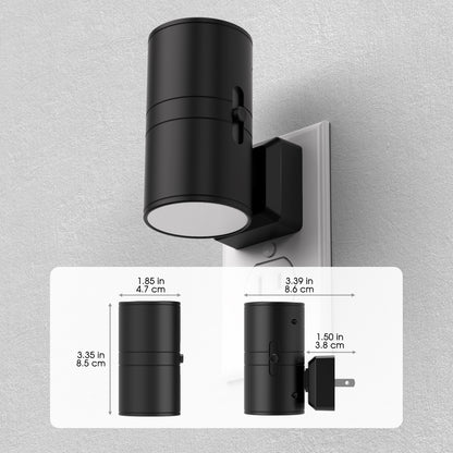 YANSUN 2-Pack 1W Dusk to Dawn Plug-in Night Lights 5000K Cool White Dimmable LED Cylinder Wall Sconce Style Night Lights for Hallway Bathroom Bedroom