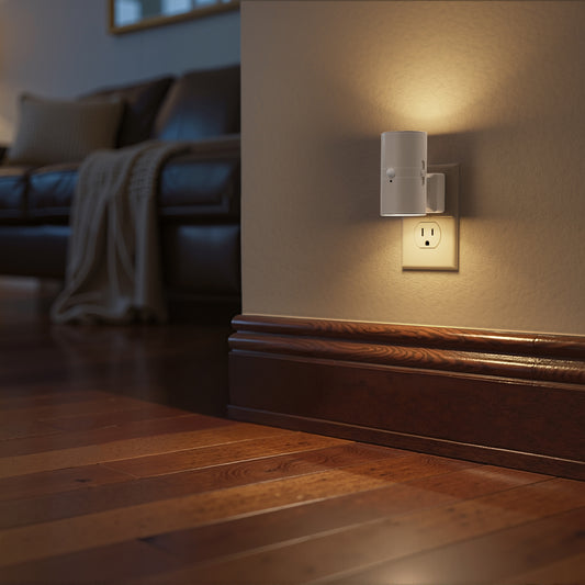 YANSUN 2-Pack 1W Plug-in Light-Controlled Night Light, Black, 3-Level Dimming, 2700K Warm Light, U.S. Two-Prong Plug