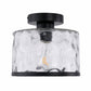 YANSUN Single-Light Semi-Flush Ceiling Light with Ripple Glass Shade Black E26 Bulb Not Included
