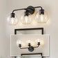 YANSUN 22.7 in. 3 Light Black Vanity Light with Clear Globe Shades Modern Round Wall Mount Wall Light for Bathroom E26 Base