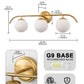 YANSUN 24 in. 3-Light Gold Vanity Light Fixture with Frosted Glass Globes Shade Wall Sconce for Vanity Mirror and Hallway