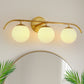 YANSUN 24 in. 3-Light Gold Vanity Light Fixture with Frosted Glass Globes Shade Wall Sconce for Vanity Mirror and Hallway