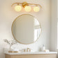 YANSUN 24 in. 3-Light Gold Vanity Light Fixture with Frosted Glass Globes Shade Wall Sconce for Vanity Mirror and Hallway
