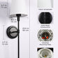 YANSUN 6.3 in. 1-Light Black Modern Wall Sconce with Fabric Cone Shade, E26 Indoor Wall Light Fixtures for Bedroom 2-Pack