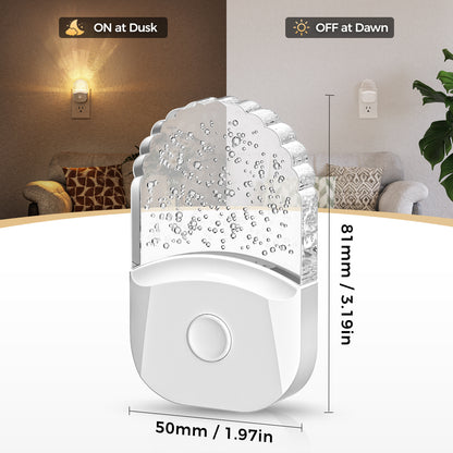 YANSUN 0.5-Watt Integrated LED Color Changing Plug-In Night Light, 3000K+RGB, Acrylic, Dimmable, Light Sensor, White, 4-Pack