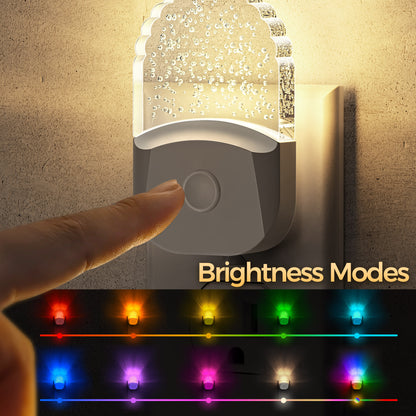 YANSUN 0.5-Watt Integrated LED Color Changing Plug-In Night Light, 3000K+RGB, Acrylic, Dimmable, Light Sensor, White, 4-Pack