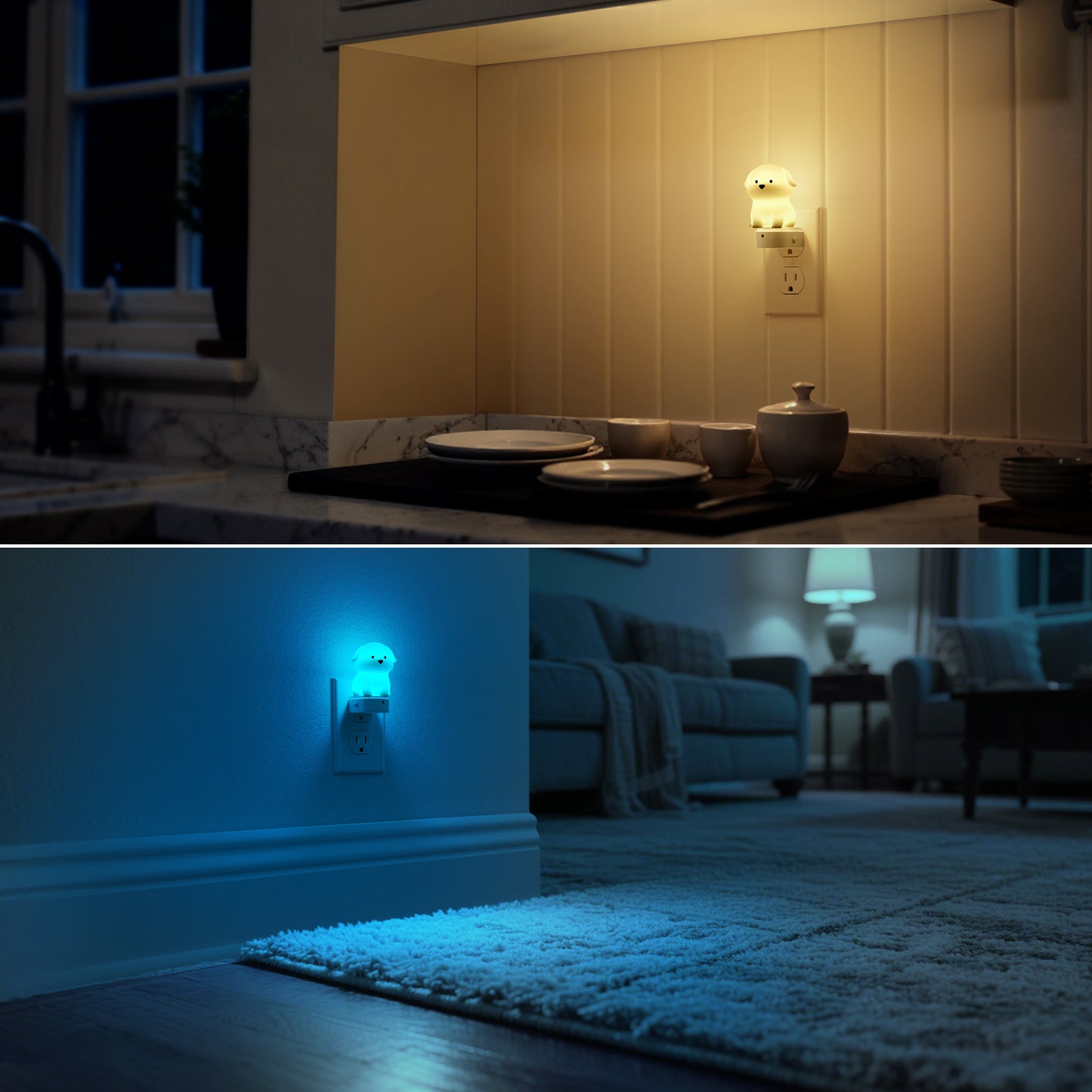 YANSUN 0.5-Watt Integrated LED Plug-In Dog Night Light, Color Changing, Button Adjustable, Light Sensor, 1-Pack