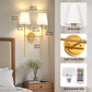 YANSUN 16 in. 2-Light Gold Indoor Wall Sconce, Dimmable Wall Light with White Shade for Living Room