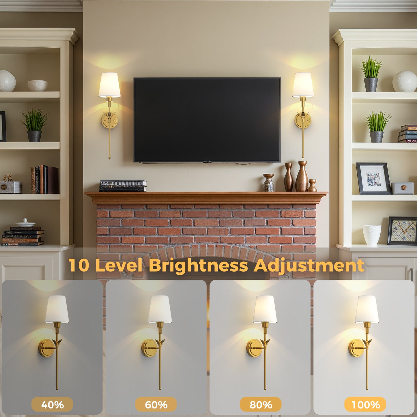 YANSUN 2-Pack Petal Design Indoor Wall Sconces with Cone Shade, 2W RGB CW Dimmable LED, Remote-Controlled, Extra Bulbs Included