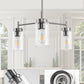 YANSUN 3-Light Chandelier in Brushed Nickel with Clear Glass Shades, a Modern Pendant Light Fixture for Kitchen or Dining Room