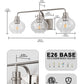 YANSUN 27 in. 3-Light Brushed Nickel Vanity Light with Clear Glass Shades, Wall Sconce for Vanity Mirror or Dressing Room