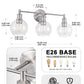YANSUN 24 in. 3-Light Brushed Nickel Vanity Light with Clear Glass Globe Shades Perfect for Vanity Powder Room Dressing Room
