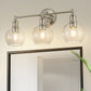 YANSUN 24 in. 3-Light Brushed Nickel Vanity Light with Clear Glass Globe Shades Perfect for Vanity Powder Room Dressing Room