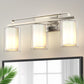 YANSUN 22 in. Brushed Nickel 3-Light Vanity Light with Clear Cylinder Glass Shade for Bathroom, Powder Room or Dressing Room