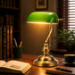 YANSUN 14 in. Vintage Retro Metal Table Lamp with Green Glass Shade, E26 Base for Bedroom, Living Room, and Dining