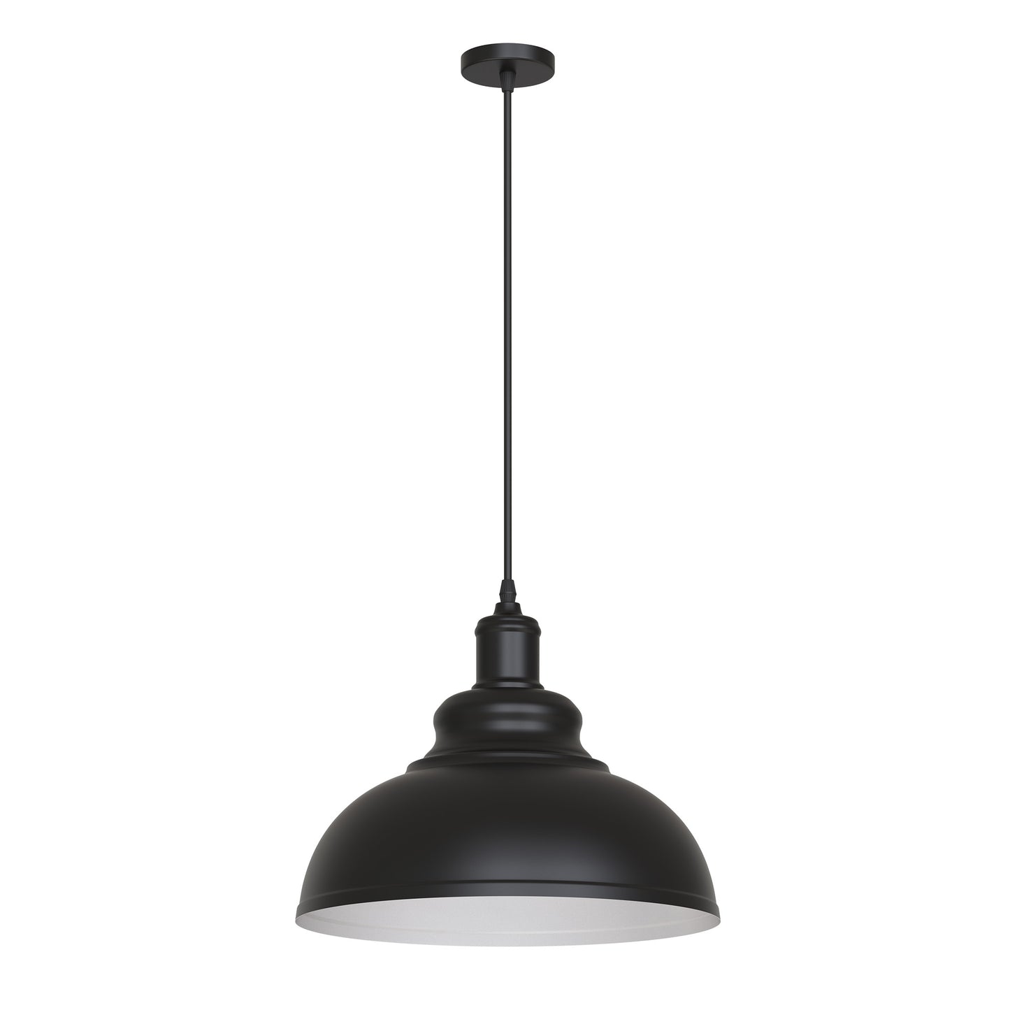 YANSUN Single Pendant Light with 30cm Black Glass Shade E26 Bulb Not Included