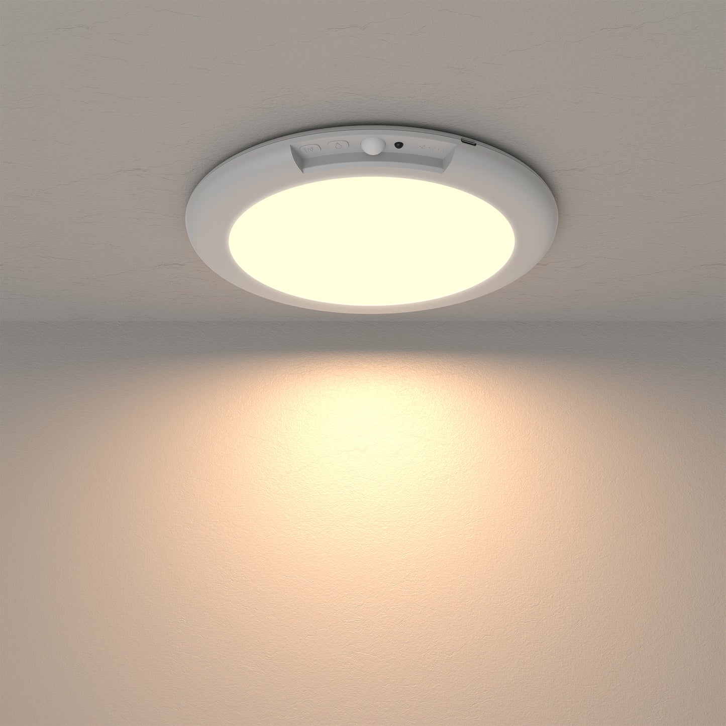 YANSUN 7.5 in. 1-Light RGB White Round Dimmable Motion Sensor Integrated LED Flush Mount Ceiling Light with Remote for Bedroom