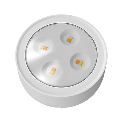 YANSUN 3-Pack White Round LED Picture Lights for Wall with Dimmable Painting Lights and Remote Timer for Paintings or Frames