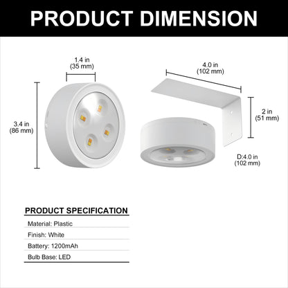 YANSUN 3-Pack White Round LED Picture Lights for Wall with Dimmable Painting Lights and Remote Timer for Paintings or Frames
