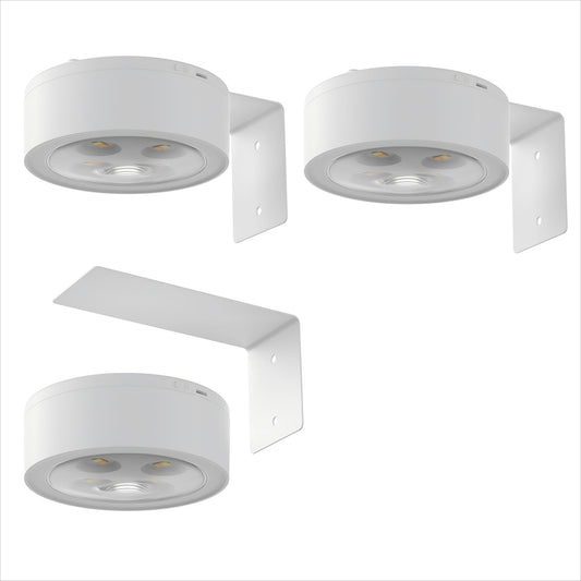 YANSUN 3-Pack White Round LED Picture Lights for Wall with Dimmable Painting Lights and Remote Timer for Paintings or Frames