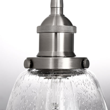 YANSUN Single-Head Pendant Light with Bubble Glass Shade, Non-Integrated Bulb, Sand Nickel Finish, E26 Socket