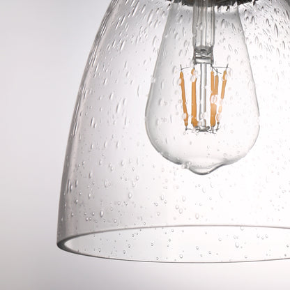YANSUN Single-Head Pendant Light with Bubble Glass Shade, Non-Integrated Bulb, Sand Nickel Finish, E26 Socket