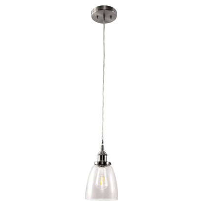YANSUN Single-Head Pendant Light with Bubble Glass Shade, Non-Integrated Bulb, Sand Nickel Finish, E26 Socket
