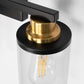YANSUN 20 in. 3-Light Black and Gold Vanity Light with Clear Glass Shades for Bathroom or Bedroom Mirror