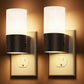 YANSUN 2-Pack 1W Black Cylinder Plug-In Light Sensor Night Lights with Sliding Dimming, Warm 3000K for Bedroom