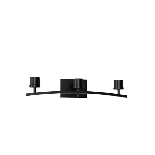 YANSUN 3-Light Black Vanity Light Hardware with E26 Sockets and Square Wall Plate for Bathroom Fixtures