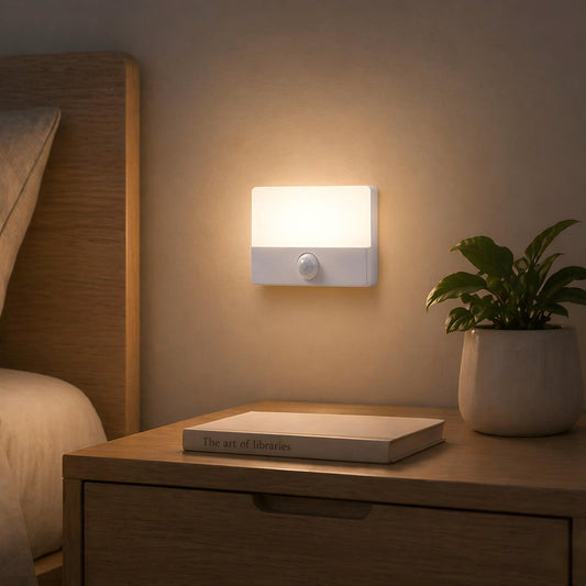 YANSUN 2-Pack Plug-in Motion Sensor Night Light 3000K Warm White Square LED Night Lamp US Plug for Hallway Bedroom Bathroom