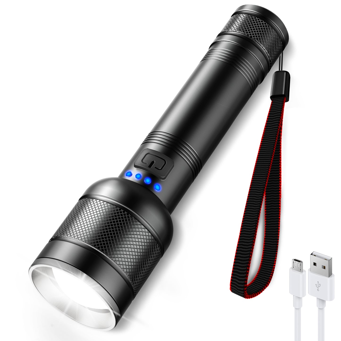 YANSUN 2000 Lumen Integrated LED Flashlight Flood Light with Adjustable Zoom, 4-Modes, and Waterproof Design