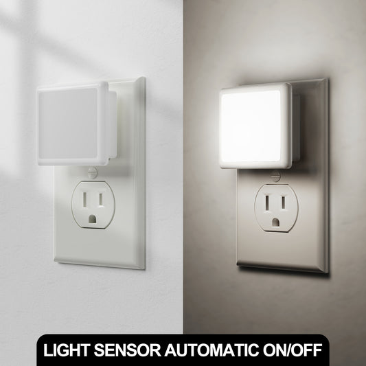 YANSUN 2-Pack Plug-in Night Light Dusk to Dawn Sensor Square LED Night Lamp 5000K White Light US Plug