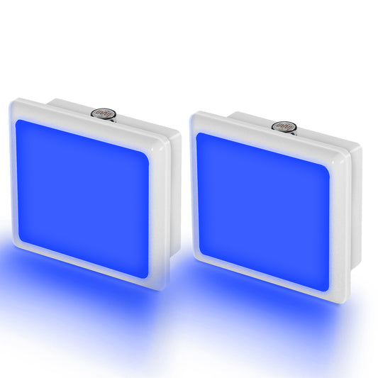 YANSUN 2-Pack 0.3W Plug-in Light-Controlled Night Light, Square Design, Blue Light, No Dimming, U.S. Two-Prong Plug