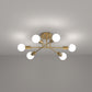YANSUN 6-Light Semi-Flush Ceiling Light Branch Design Copper Finish E26 Bulb Not Included
