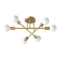 YANSUN 6-Light Semi-Flush Ceiling Light Branch Design Copper Finish E26 Bulb Not Included