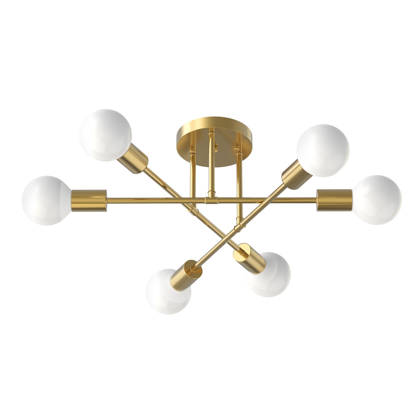 YANSUN 6-Light Semi-Flush Ceiling Light Branch Design Copper Finish E26 Bulb Not Included