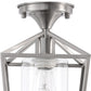 7 in. 1-Light Nickel Semi Flush Mount Ceiling Light, Farmhouse Retro Cage Kitchen Lighting Fixtures with Glass Shade