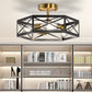 15 in. 3-Light Black Gold Flush Mount Modern Ceiling Light, Hallway Light Fixtures Ceiling Mount
