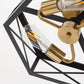 15 in. 3-Light Black Gold Flush Mount Modern Ceiling Light, Hallway Light Fixtures Ceiling Mount